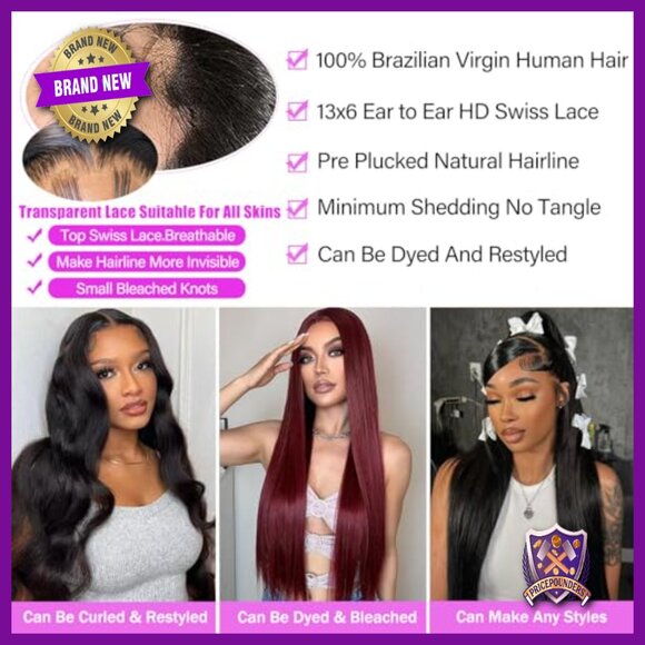 13x6 Lace Front Wig 100% Human Hair Glueless Pre Plucked HD Lace main image 6